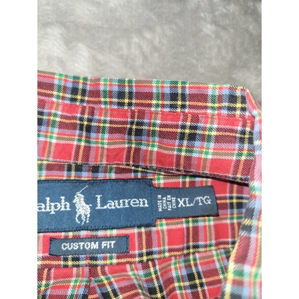 Ralph Lauren Shirt 100% Cotton Red/Green Plaid Long Sleeve Button Down Mens XL - Picture 5 of 11